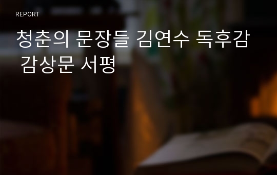 청춘의 문장들 김연수 독후감 감상문 서평