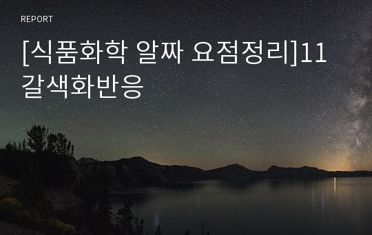 [식품화학 알짜 요점정리]11 갈색화반응