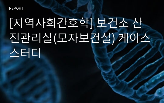 [지역사회간호학] 보건소 산전관리실(모자보건실) 케이스스터디