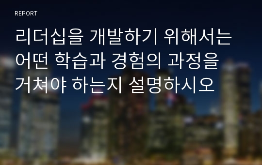 리더십을 개발하기 위해서는 어떤 학습과 경험의 과정을 거쳐야 하는지 설명하시오