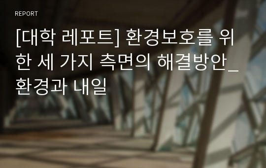 [대학 레포트] 환경보호를 위한 세 가지 측면의 해결방안_환경과 내일