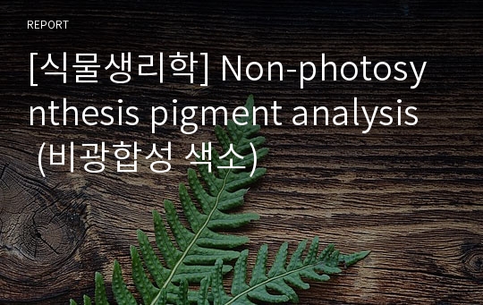 [식물생리학] Non-photosynthesis pigment analysis (비광합성 색소)