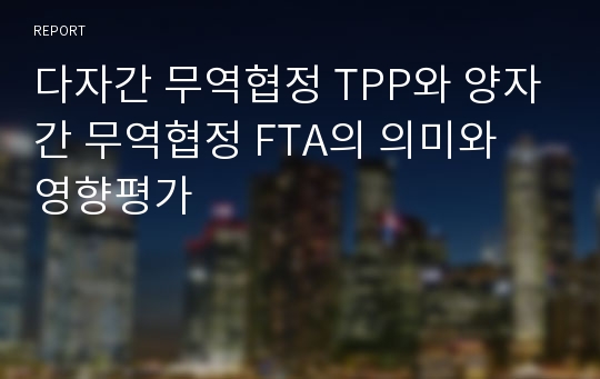 다자간 무역협정 TPP와 양자간 무역협정 FTA의 의미와 영향평가