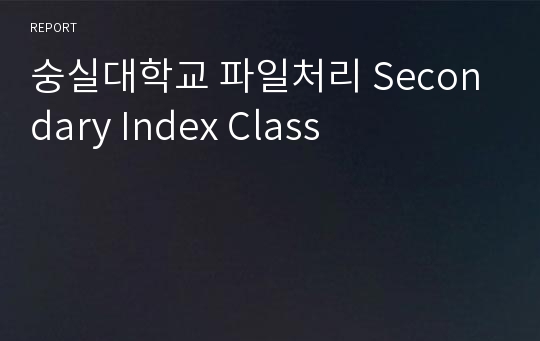숭실대학교 파일처리 Secondary Index Class