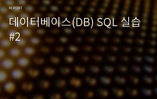 데이터베이스(DB) SQL 실습#2