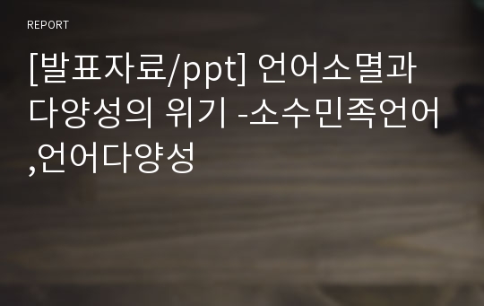 [발표자료/PPT] 언어소멸과 다양성의 위기 -소수민족언어,언어다양성