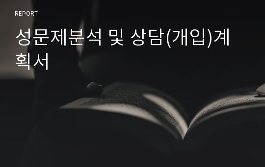 성문제분석 및 상담(개입)계획서