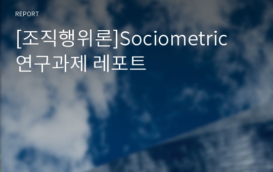 [조직행위론]Sociometric 연구과제 레포트