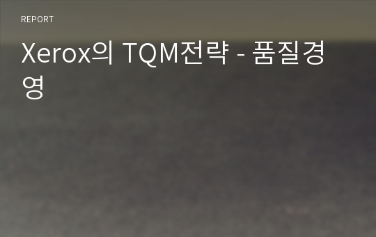 Xerox의 TQM전략 - 품질경영