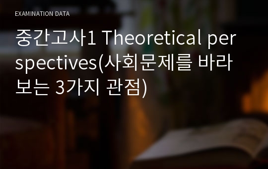 중간고사1 Theoretical perspectives(사회문제를 바라보는 3가지 관점)