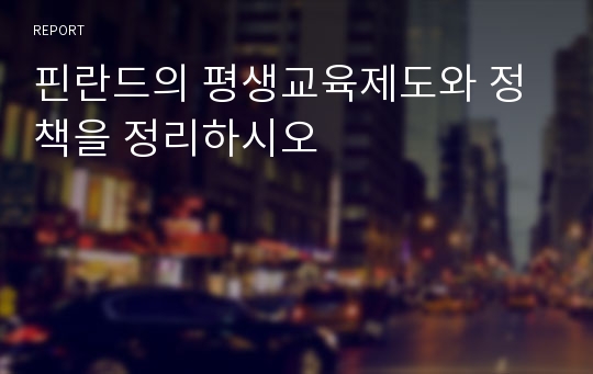 핀란드의 평생교육제도와 정책을 정리하시오