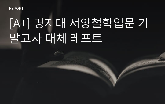 [A+] 명지대 서양철학입문 기말고사 대체 레포트