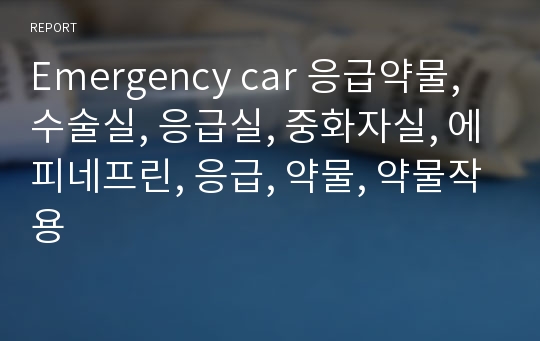 Emergency car 응급약물, 수술실, 응급실, 중화자실, 에피네프린, 응급, 약물, 약물작용