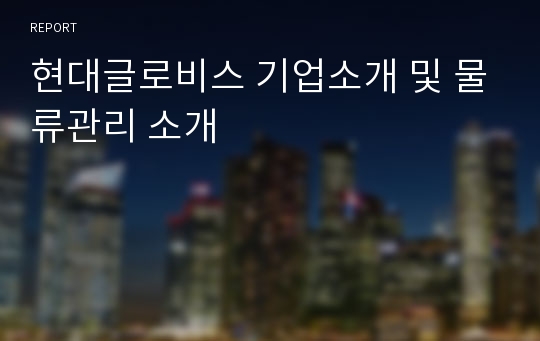 현대글로비스 기업소개 및 물류관리 소개