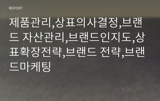 제품관리,상표의사결정,브랜드 자산관리,브랜드인지도,상표확장전략,브랜드 전략,브랜드마케팅