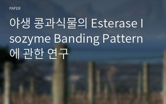 야생 콩과식물의 Esterase Isozyme Banding Pattern에 관한 연구