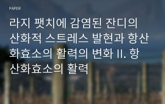 라지 팻치에 감염된 잔디의 산화적 스트레스 발현과 항산화효소의 활력의 변화 II. 항산화효소의 활력