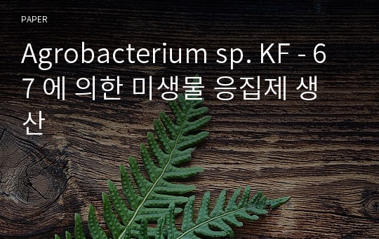 Agrobacterium sp. KF - 67 에 의한 미생물 응집제 생산