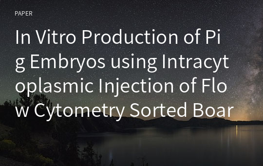 In Vitro Production of Pig Embryos using Intracytoplasmic Injection of Flow Cytometry Sorted Boar Spermatozoa