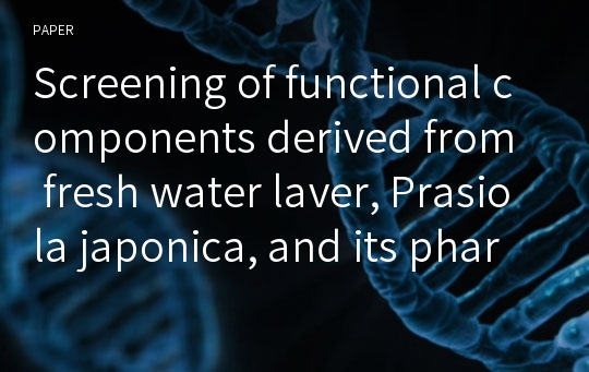 Screening of functional components derived from fresh water laver, Prasiola japonica, and its pharmacological properties