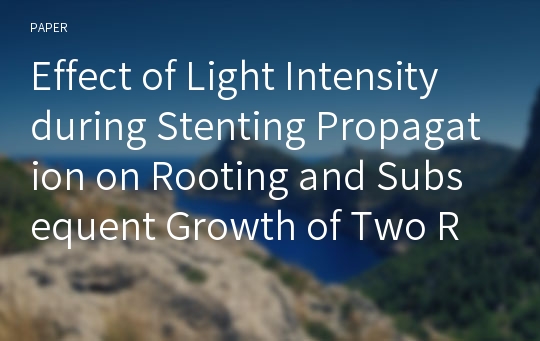 Effect of Light Intensity during Stenting Propagation on Rooting and Subsequent Growth of Two Rose Cultivars