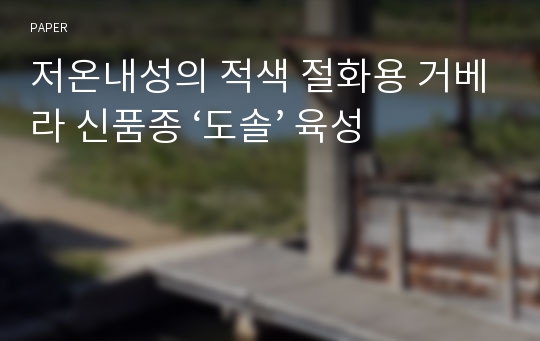 저온내성의 적색 절화용 거베라 신품종 ‘도솔’ 육성