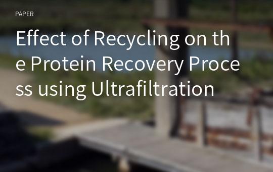 Effect of Recycling on the Protein Recovery Process using Ultrafiltration