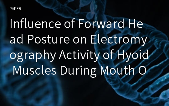 Influence of Forward Head Posture on Electromyography Activity of Hyoid Muscles During Mouth Opening
