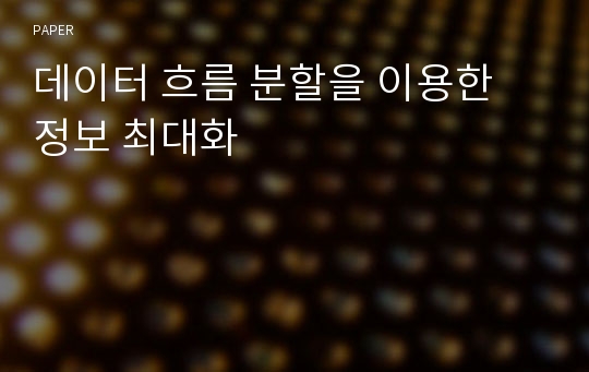 데이터 흐름 분할을 이용한 정보 최대화