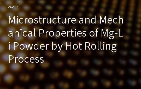 Microstructure and Mechanical Properties of Mg-Li Powder by Hot Rolling Process