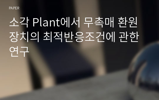 소각 Plant에서 무촉매 환원 장치의 최적반응조건에 관한 연구