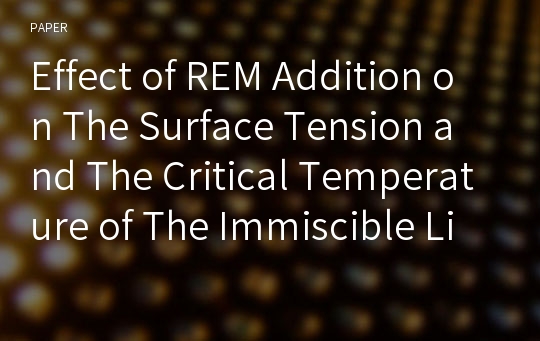 Effect of REM Addition on The Surface Tension and The Critical Temperature of The Immiscible Liquid Phase Separation of The 60%Bi-24%Cu-16%Sn alloy