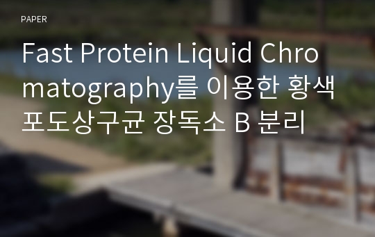 Fast Protein Liquid Chromatography를 이용한 황색포도상구균 장독소 B 분리