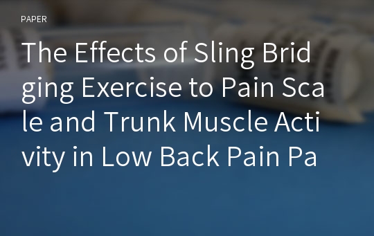 The Effects of Sling Bridging Exercise to Pain Scale and Trunk Muscle Activity in Low Back Pain Patients