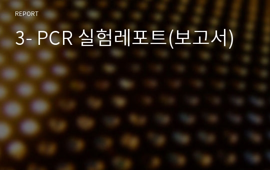 3- PCR 실험레포트(보고서)