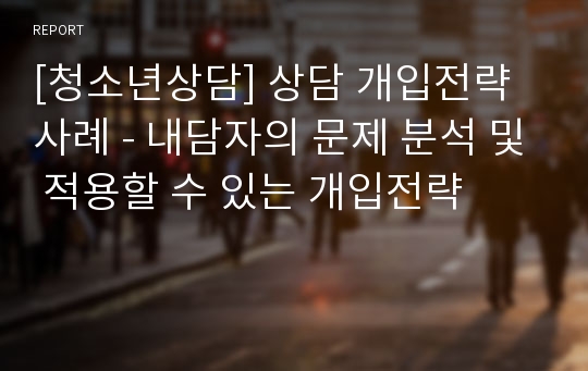 [청소년상담] 상담 개입전략 사례 - 내담자의 문제 분석 및 적용할 수 있는 개입전략