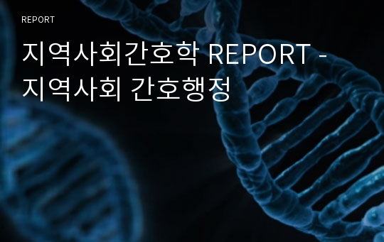지역사회간호학 REPORT - 지역사회 간호행정
