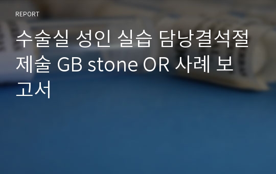 수술실 성인 실습 담낭결석절제술 GB stone OR 사례 보고서