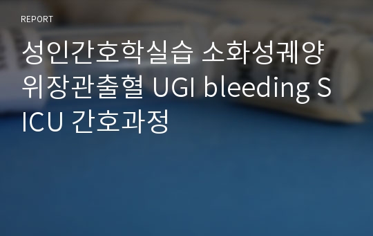 성인간호학실습 소화성궤양 위장관출혈 UGI bleeding SICU 간호과정