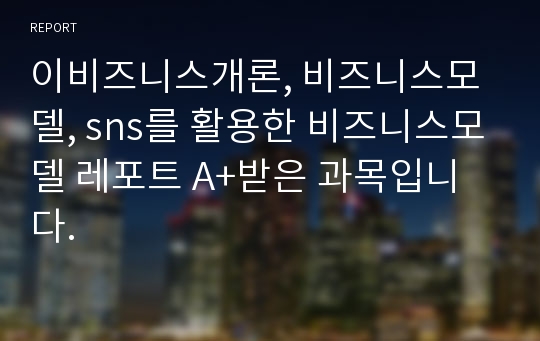 이비즈니스개론, 비즈니스모델, sns를 활용한 비즈니스모델 레포트 A+받은 과목입니다.