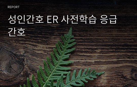 성인간호 ER 사전학습 응급간호