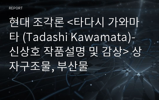현대 조각론 &lt;타다시 가와마타 (Tadashi Kawamata)- 신상호 작품설명 및 감상&gt; 상자구조물, 부산물