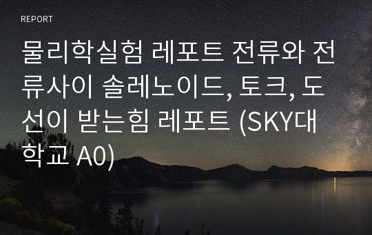 물리학실험 레포트 전류와 전류사이 솔레노이드, 토크, 도선이 받는힘 레포트 (SKY대학교 A0)