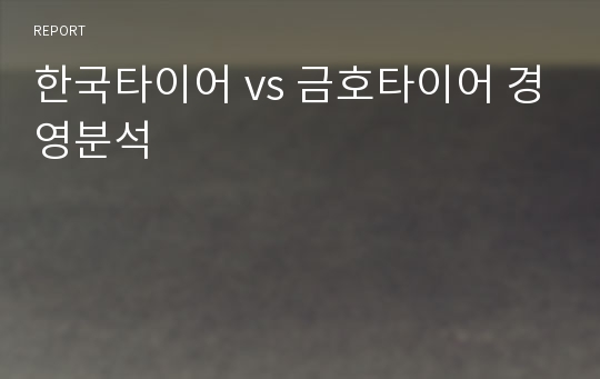 한국타이어 vs 금호타이어 경영분석