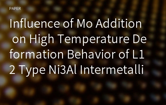 Influence of Mo Addition on High Temperature Deformation Behavior of L12 Type Ni3Al Intermetallics