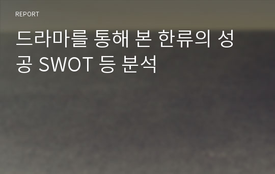 드라마를 통해 본 한류의 성공 SWOT 등 분석