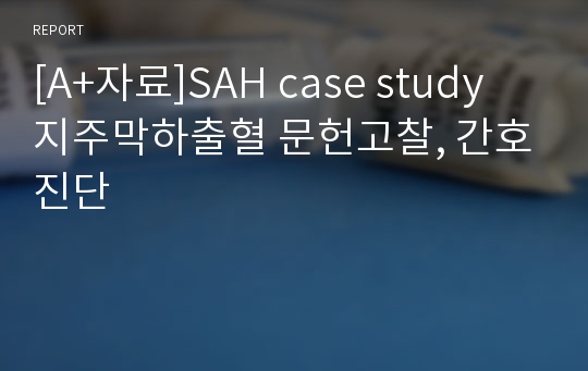 [A+자료]SAH case study 지주막하출혈 문헌고찰, 간호진단