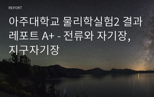 아주대학교 물리학실험2 결과레포트 A+ - 전류와 자기장, 지구자기장