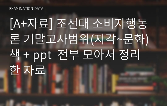 [A+자료] 조선대 소비자행동론 기말고사범위(지각~문화) 책 + ppt  전부 모아서 정리한 자료