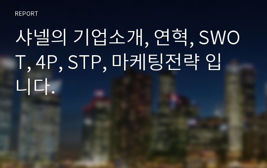 샤넬의 기업소개, 연혁, SWOT, 4P, STP, 마케팅전략 입니다.